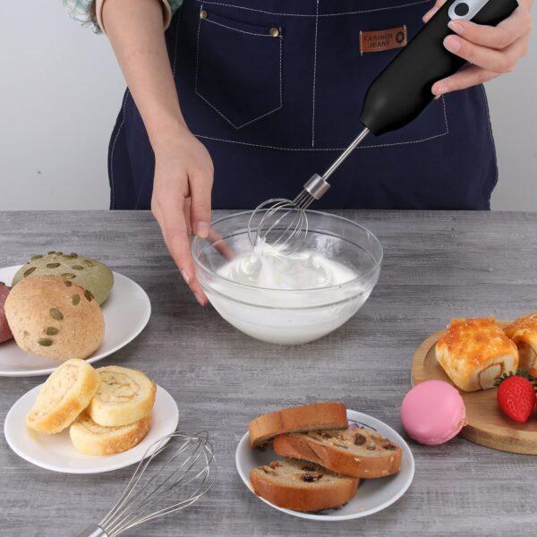 Electric Hand Mixer Whisk| Wireless Rechargeable Handheld Egg Beater with 2 Stainless Steel Mixing Heads | Portable Kitchen Aid Hand Mixer for Egg, Milkshake Cream, Cake, Baking & Cooking - Image 7