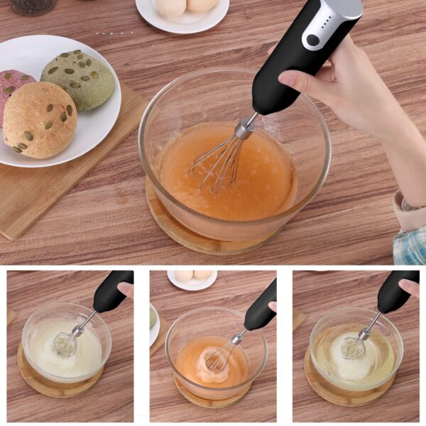 Electric Hand Mixer Whisk| Wireless Rechargeable Handheld Egg Beater with 2 Stainless Steel Mixing Heads | Portable Kitchen Aid Hand Mixer for Egg, Milkshake Cream, Cake, Baking & Cooking - Image 2